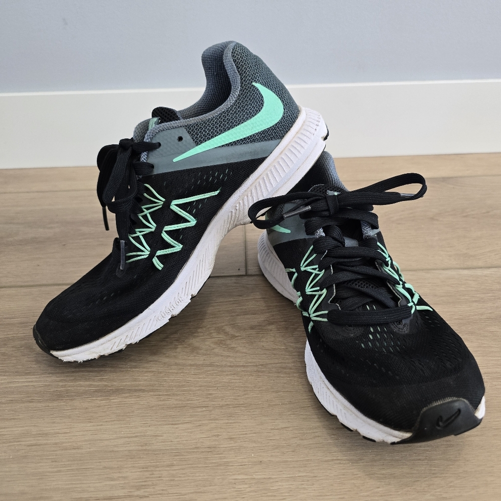 Nike Zoom Winflo 3 Women Size 9 831562-006 Black Teal Running Shoes Sneakers